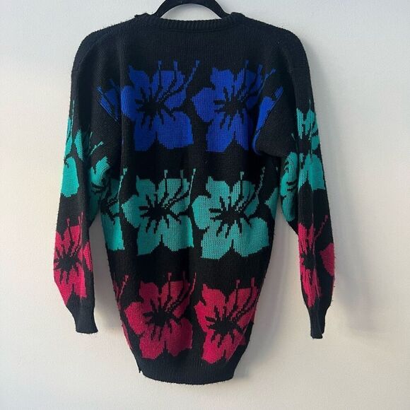 Jamenits Women's Floral Crew Neck Multicolor Pullover Sweaters Size Medium - Picture 2 of 7